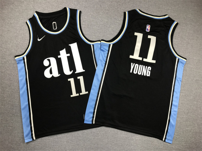 Atlanta Hawks Kids Jersey Black City Edition 23/24 NO.11 YOUNG