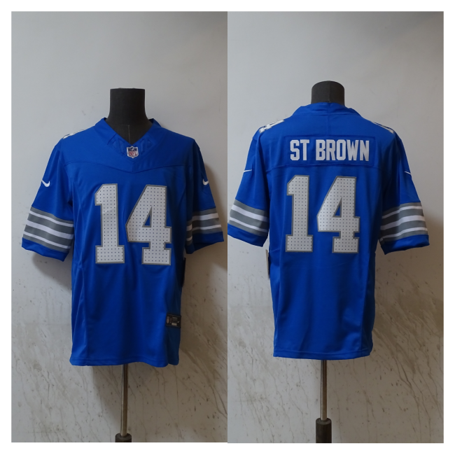 Detroit Lions Jersey Blue Youth NO.14 ST BROWN