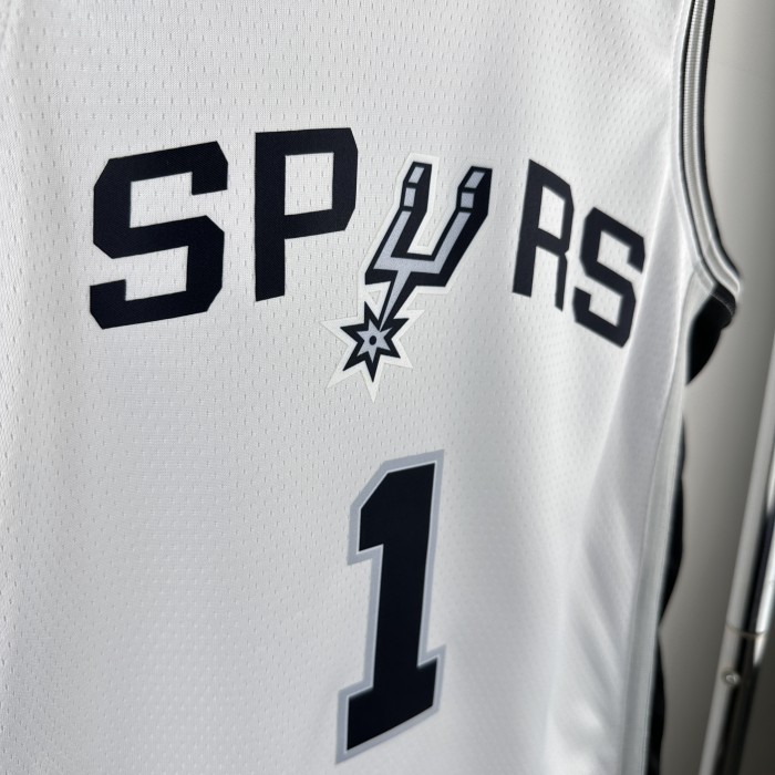 San Antonio Spurs KIds Jersey White Icon Edition 2024 NO.1 WEMBAMYAMA