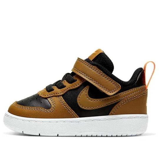 Air Force Low-top Court Borough Children Leather Sneakers Velcro Brown Black