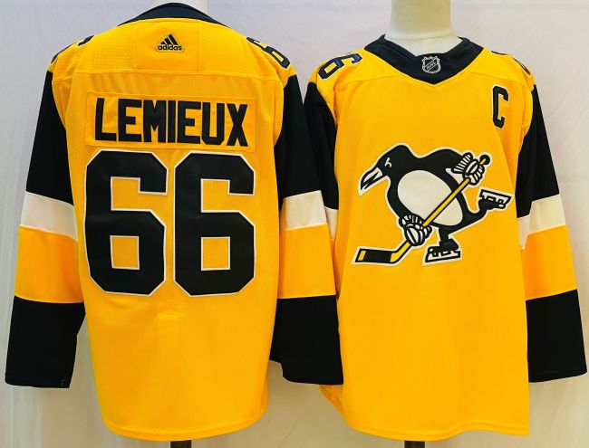 Pittsburgh Penguins Breakaway Player Jersey Yellow NO.66 LEMIEUX