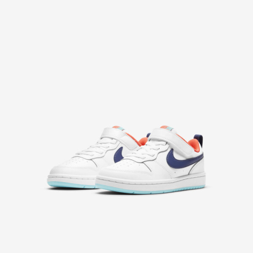 Air Force Low Top Kids Leather Sports Shoes Velcro FG22-36 White Blue Orange