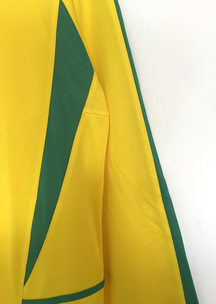 Brazil Home Retro Long Sleeve Jersey 2002