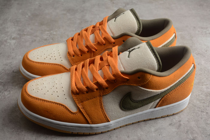 Air Jordan 1 Low SE White/Light Curry-Medium Olive DH6931-102