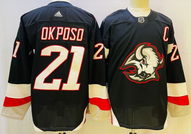Buffalo Sabres Jersey Reverse Retro Black NO.21 OK POSO