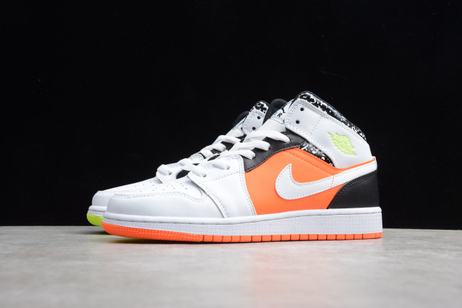 Air Jordan 1 Mid Notebook GS Yellow Orange Leather 554725-870