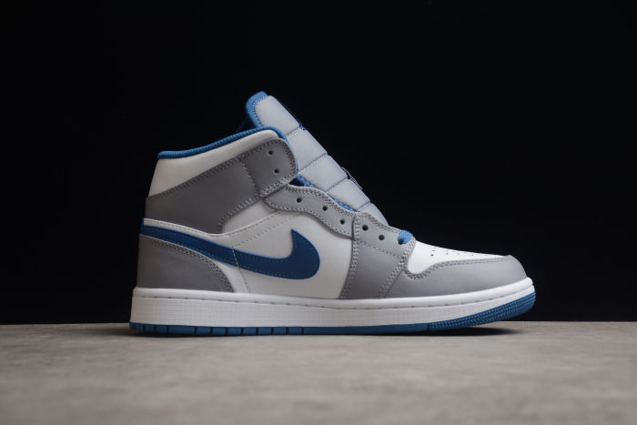 Air Jordan 1 Mid Wolf Grey Aluminum Women Sneakers White