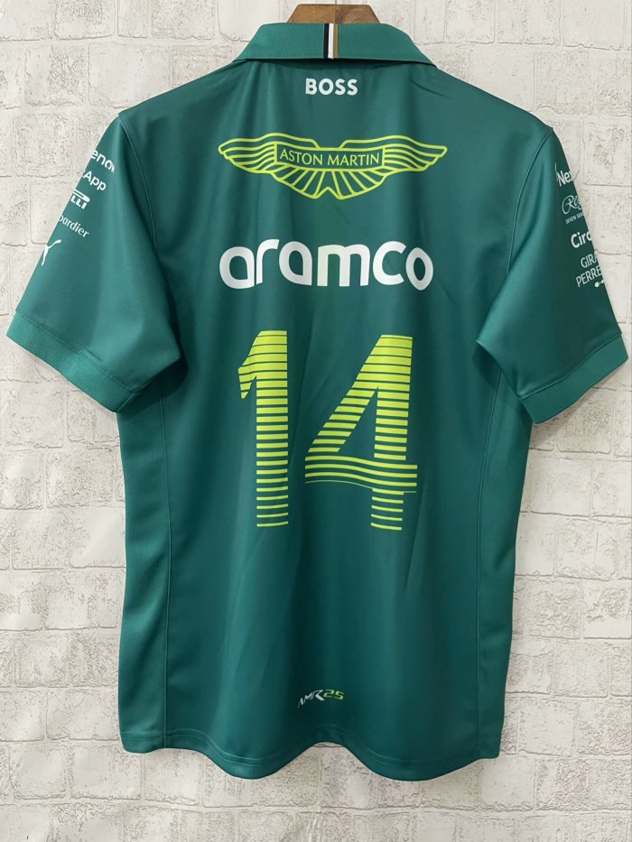 2025 Aston Martin Polo Shirt Green NO Number