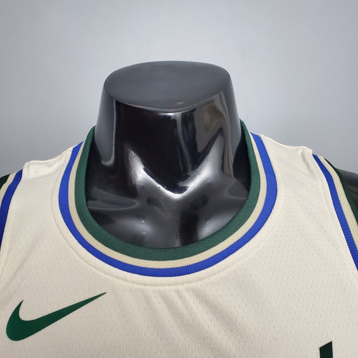 Giannis Antetokounmpo Milwaukee Bucks Swingman Jersey Beige