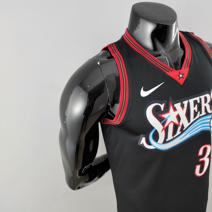 Allen Iverson Philadelphia 76ers Swingman Big Meteor Black Retro Jersey