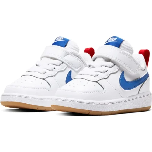 Air Force low-top children's leather sneakers Velcro FG22-36 White Light Blue