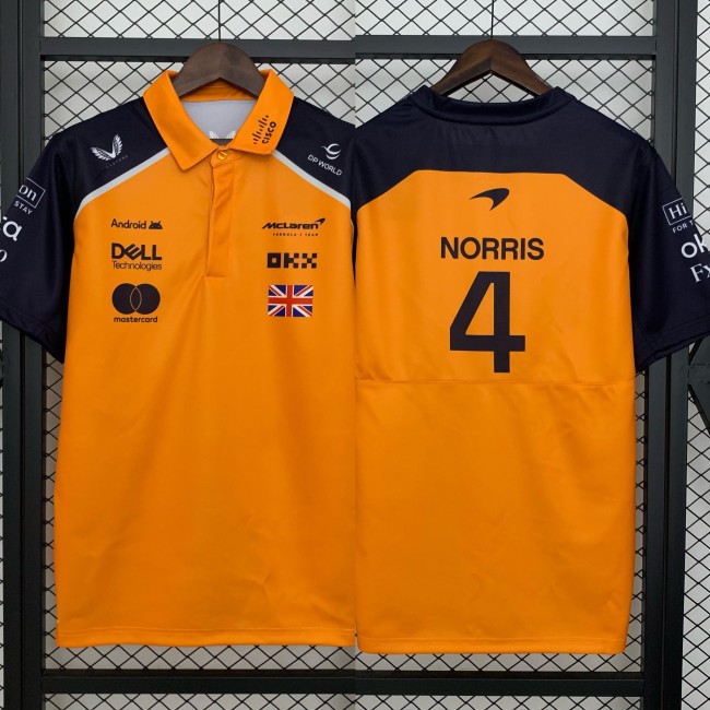 2025 McLaren Polo Shirt Orange NO.4 NORRIS