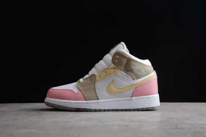 Jordan Air 1 Mid Retro Pink White Brown