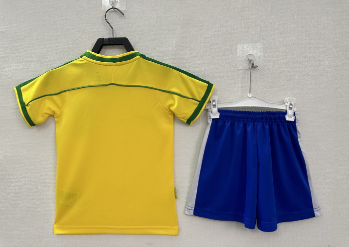 Brazil Home Retro Kids Jersey 1998
