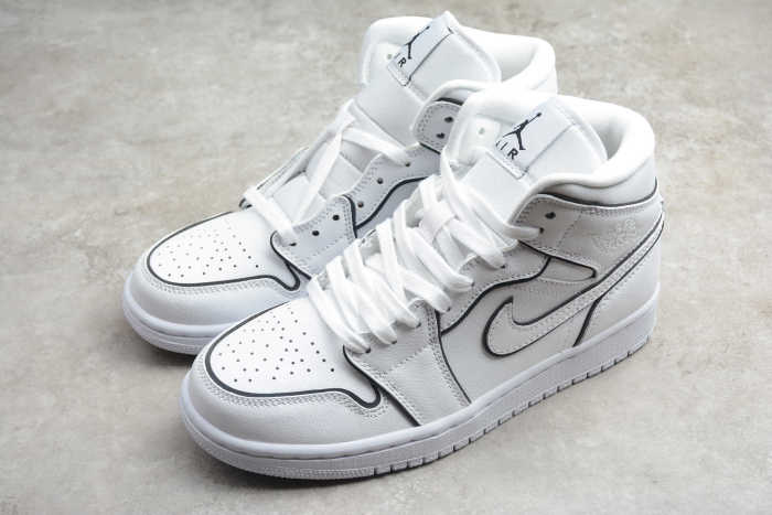 Air Jordan 1 MID SE Women's Shoes White/White Iridescent CK6587-100