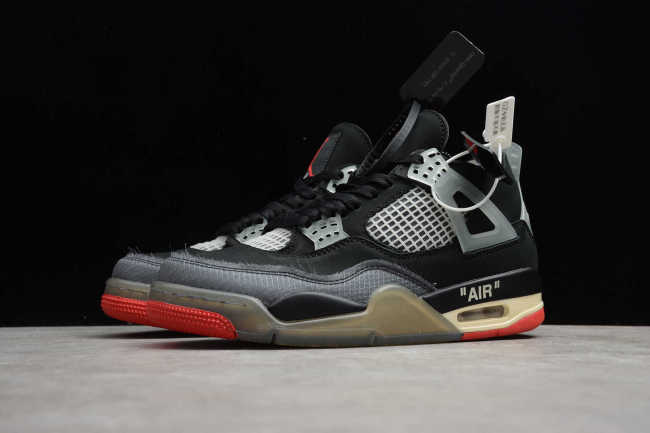 Off-White x Air Jordan 4 Retro Black Red CV9388-001