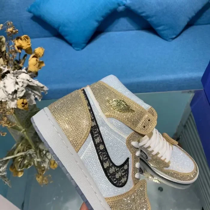 Air Jordan 1 Diamond DIY Gold White