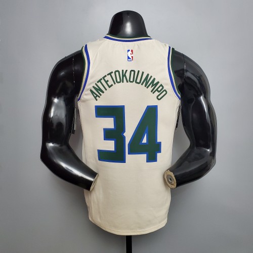 Giannis Antetokounmpo Milwaukee Bucks Swingman Jersey Beige