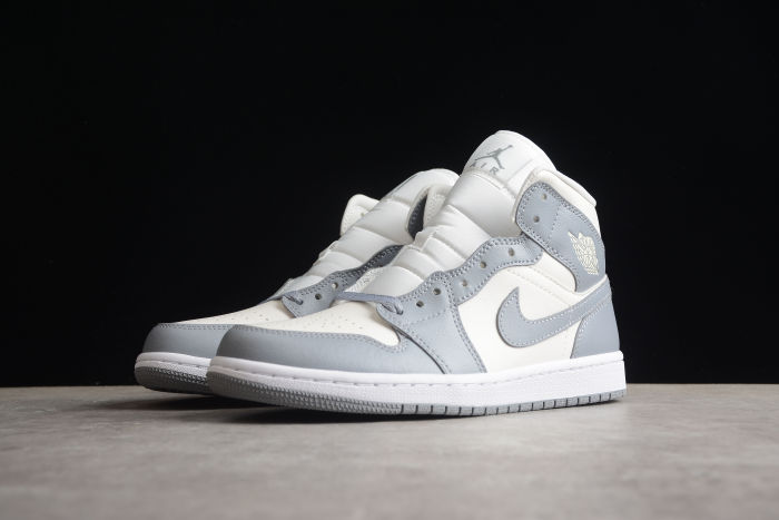 Air Jordan 1 Mid Stealth Grey Sail White
