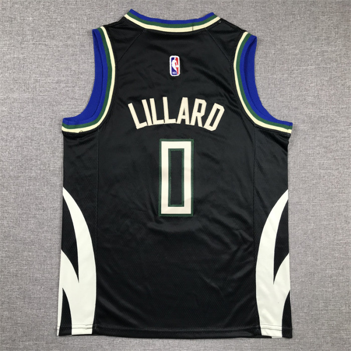 Milwaukee Bucks Kids Jersey Black Statement Edition  NO.0 LILLARD