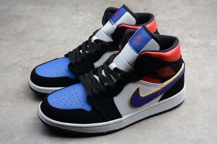 Air Jordan 1 Mid Lakers Top 3 Purple White Gym Red Blue 852542-005