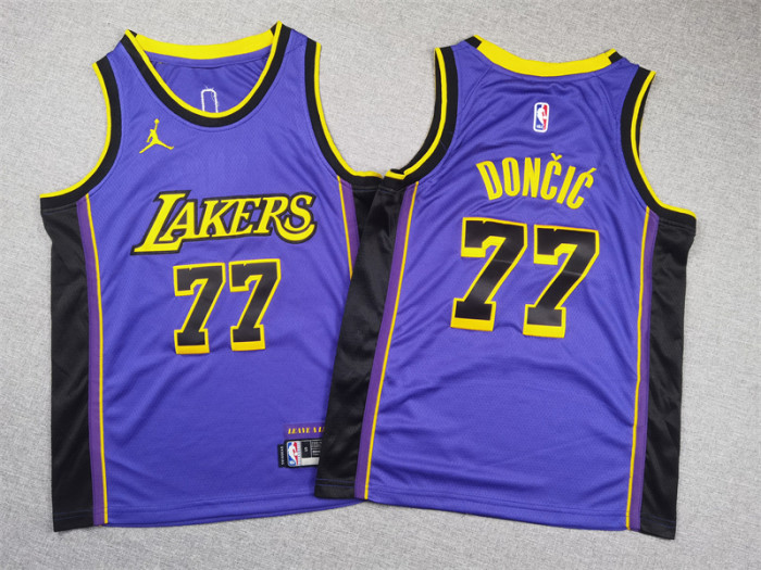Los Angeles Lakers KIds Jersey Purple Statement Edition NO.77 Dončić