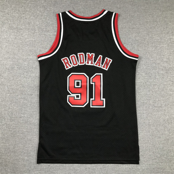 Chicago Bulls Kids Jersey Black NBA FINALS 97/98 NO.91 RODMAN