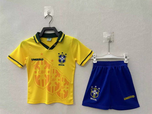 Brazil Home Retro Kids Jersey 1994