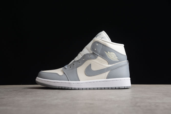 Air Jordan 1 Mid Stealth Grey Sail White