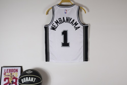 San Antonio Spurs Kids Jersey White 2023 NO.1 WEMBAMYAMA