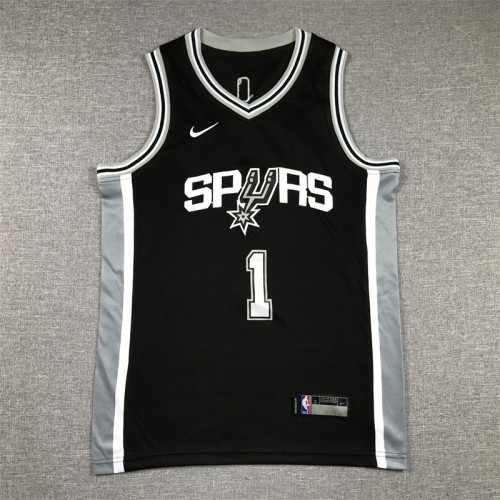 San Antonio Spurs KIds Jersey Black Throwback 98/99 NO.1 WEMBAMYAMA