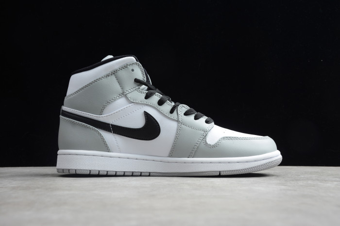Air Jordan 1 Mid Light Smoke Grey White Black 554724-092