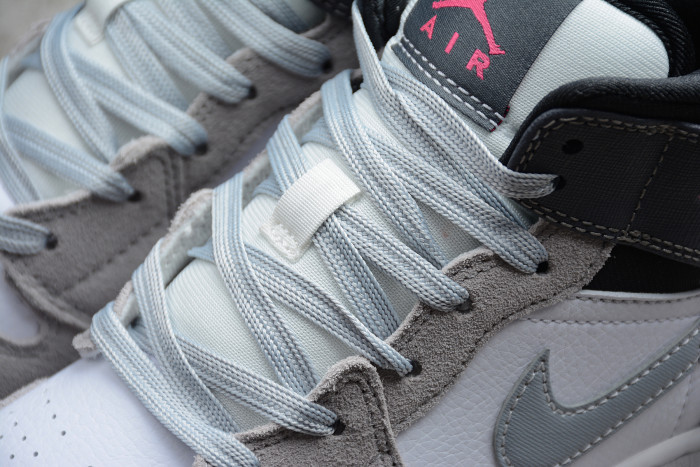 Air Jordan 1 Mid GS ' Grey Hyper Pink' White