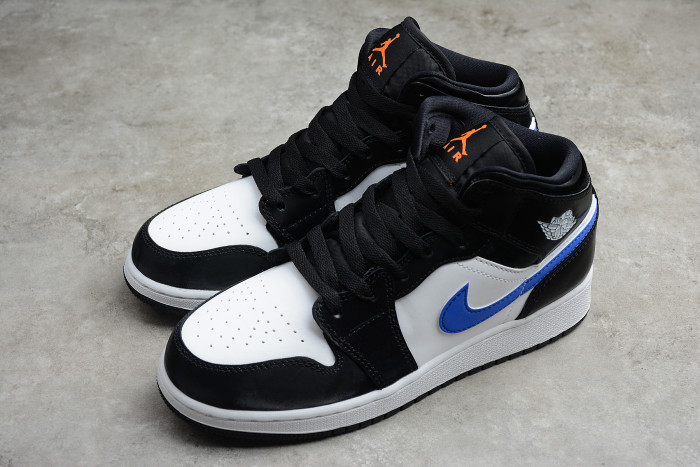 Air Jordan 1 Mid Black white Racer Blue 554725 084