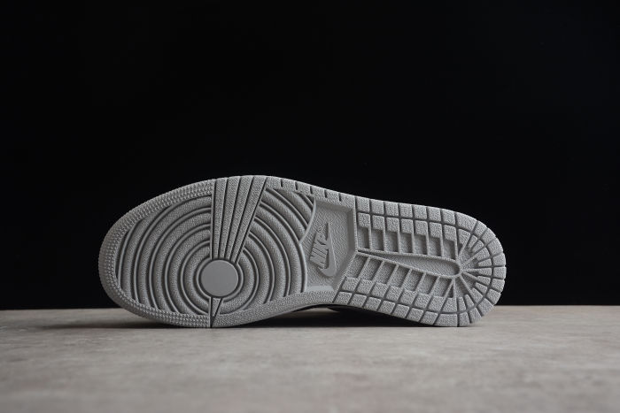 Air Jordan 1 Mid SE GS Elephant Toe Sneakers Grey Black White