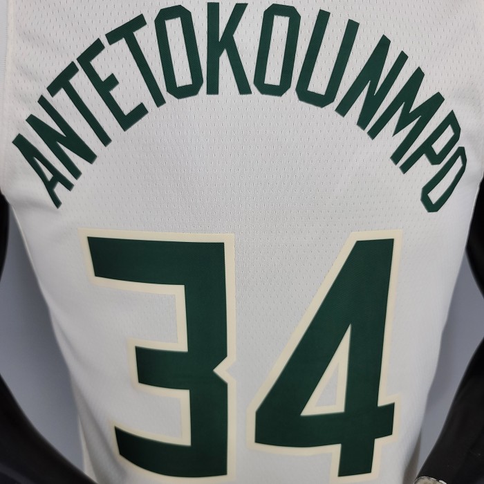 Giannis Antetokounmpo Milwaukee Bucks Swingman Jersey Off White