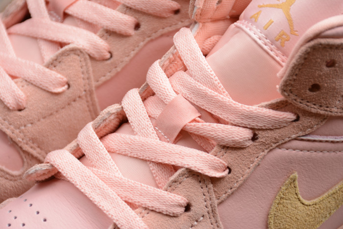 Air Jordan 1 Mid SE Mens 11 Coral Stardust Club Gold 852542-600