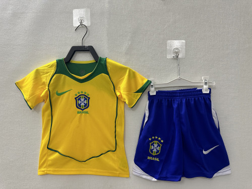 Brazil Home Retro Kids Jersey 2004