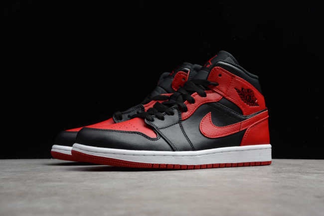 Air Jordan 1 Mid Banned Black Red White 554724-074