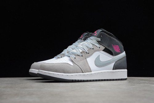 Air Jordan 1 Mid GS ' Grey Hyper Pink' White