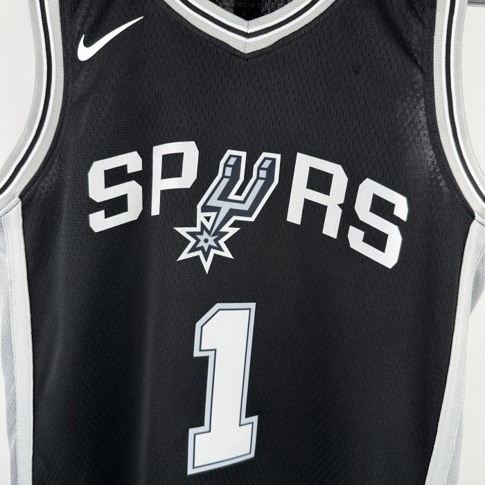 San Antonio Spurs KIds Jersey Black Icon Edition 2024 NO.1 WEMBAMYAMA