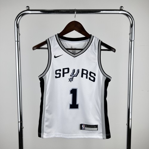 San Antonio Spurs KIds Jersey White Icon Edition 2024 NO.1 WEMBAMYAMA