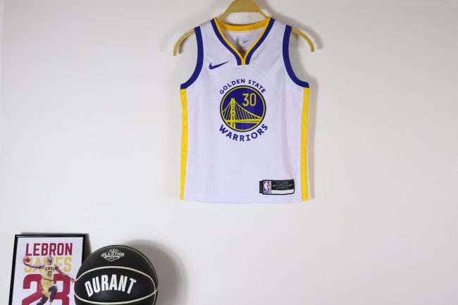Golden State Warriors Kids Jersey White Icon Edition 2023 NO.30 CURRY
