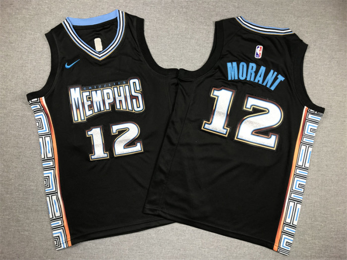 Memphis Grizzlies Kid Jersey Black City Edition 22/23 NO.12 MORANT