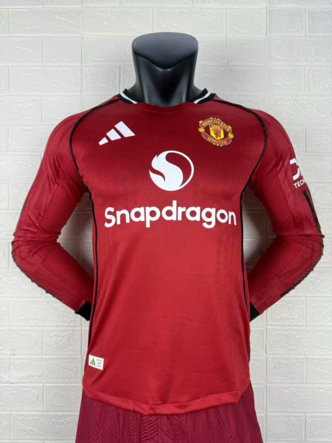 Manchester United Home Long Sleeve Player Jersey 25/26
