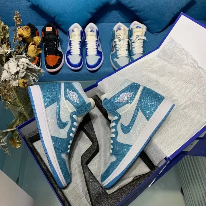 Air Jordan 1 Diamond DIY Blue White
