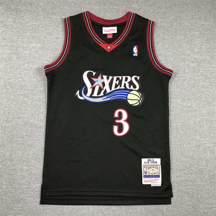 Philadelphia 76ers KIds Jersey Black Retro 00/01 NO.3 IVERSON