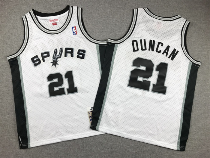 San Antonio Spurs KIds Jersey White Throwback 98/99 NO.21 DUNCAN
