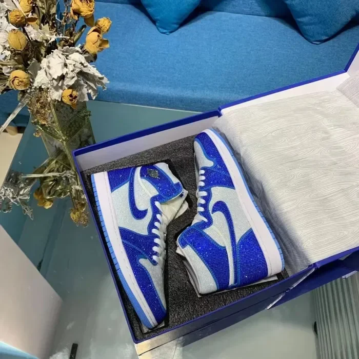 Air Jordan 1 Diamond DIY Blue White