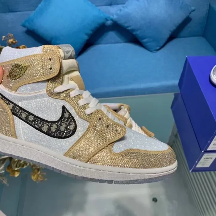 Air Jordan 1 Diamond DIY Gold White